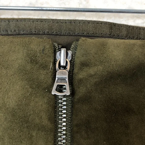 Alice + Olivia Womens Olive Green French Leather Suede Skirt SIZE 2 - Picture 4 of 9